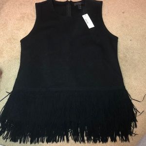 black fringe sleeveless top